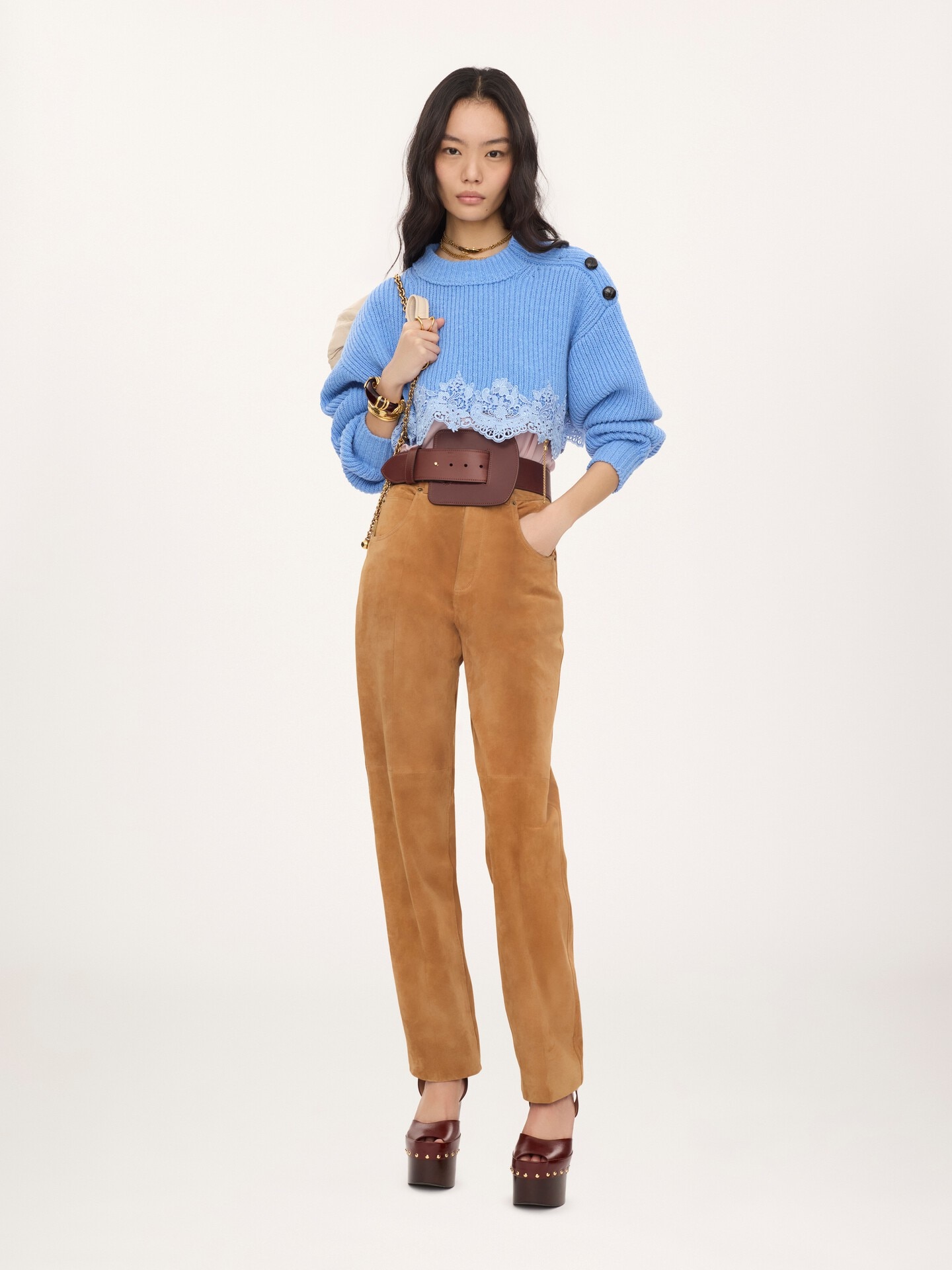 Skinny trousers in suede leather - 3