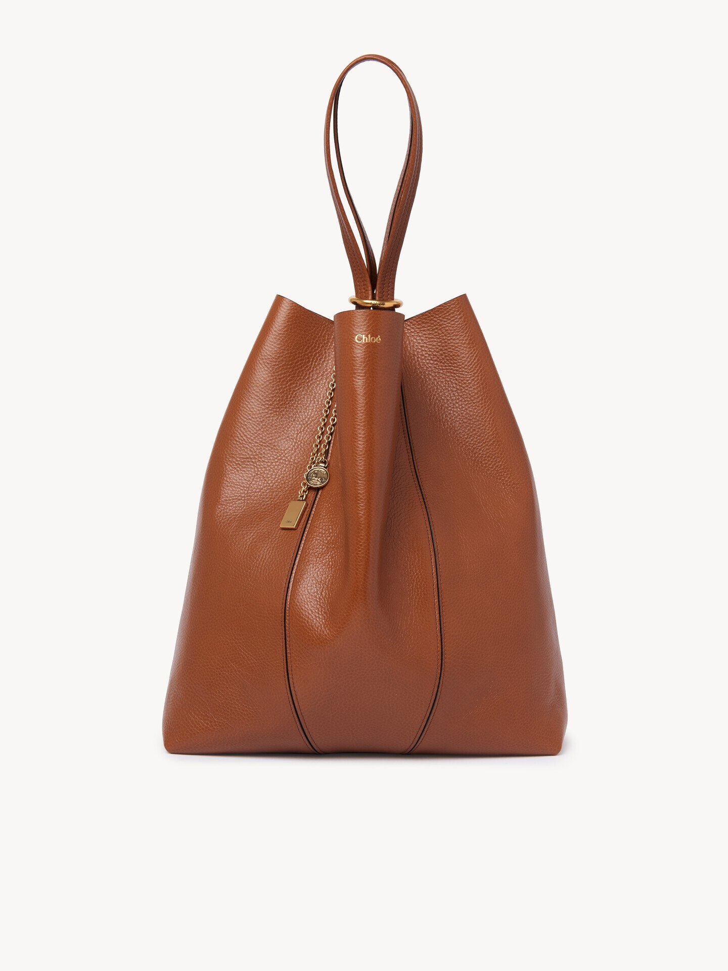 Large Chloé Spin tote bag in grained leather - 2