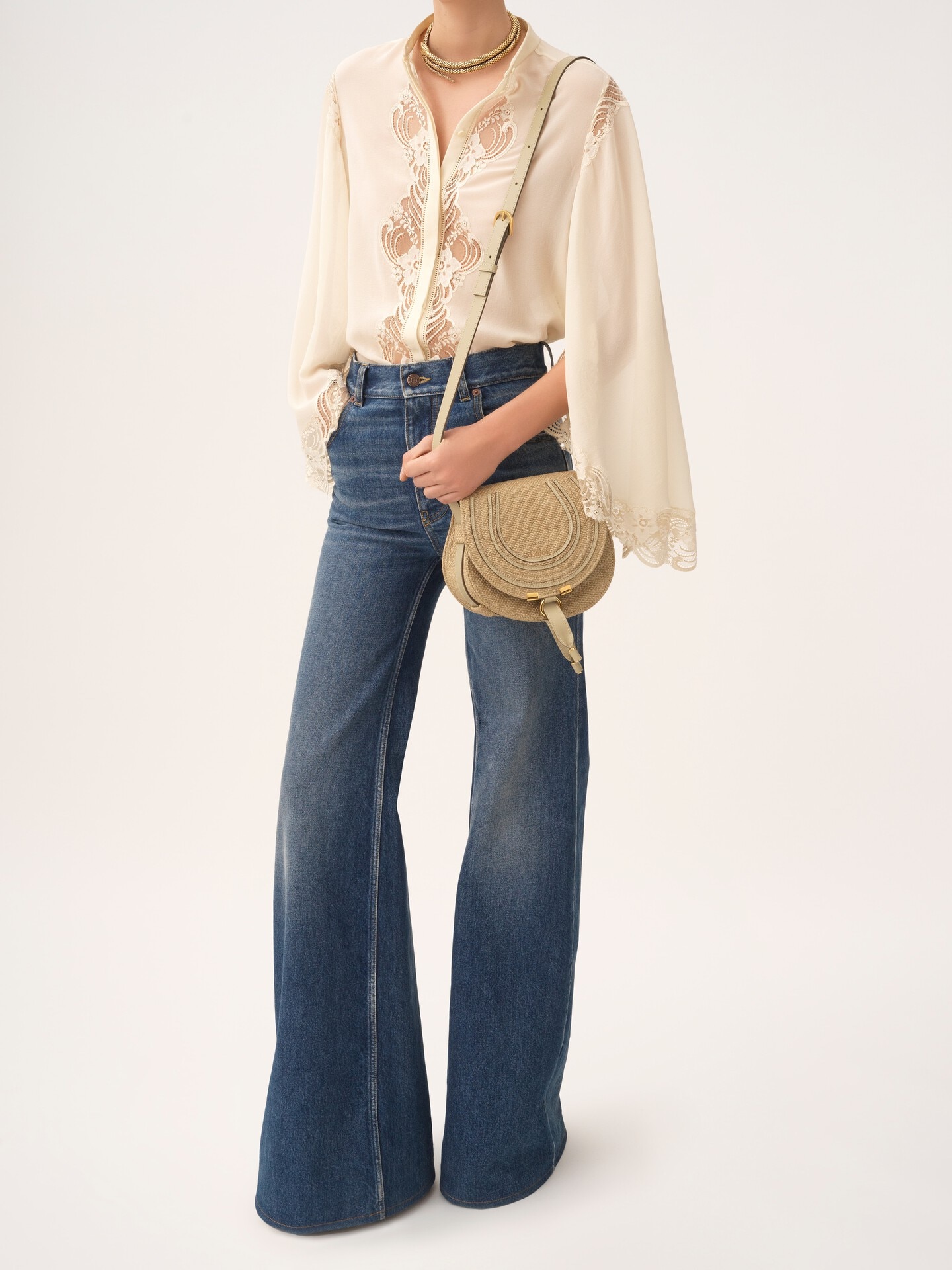 Small Marcie saddle bag in raffia-effect fibres - 8