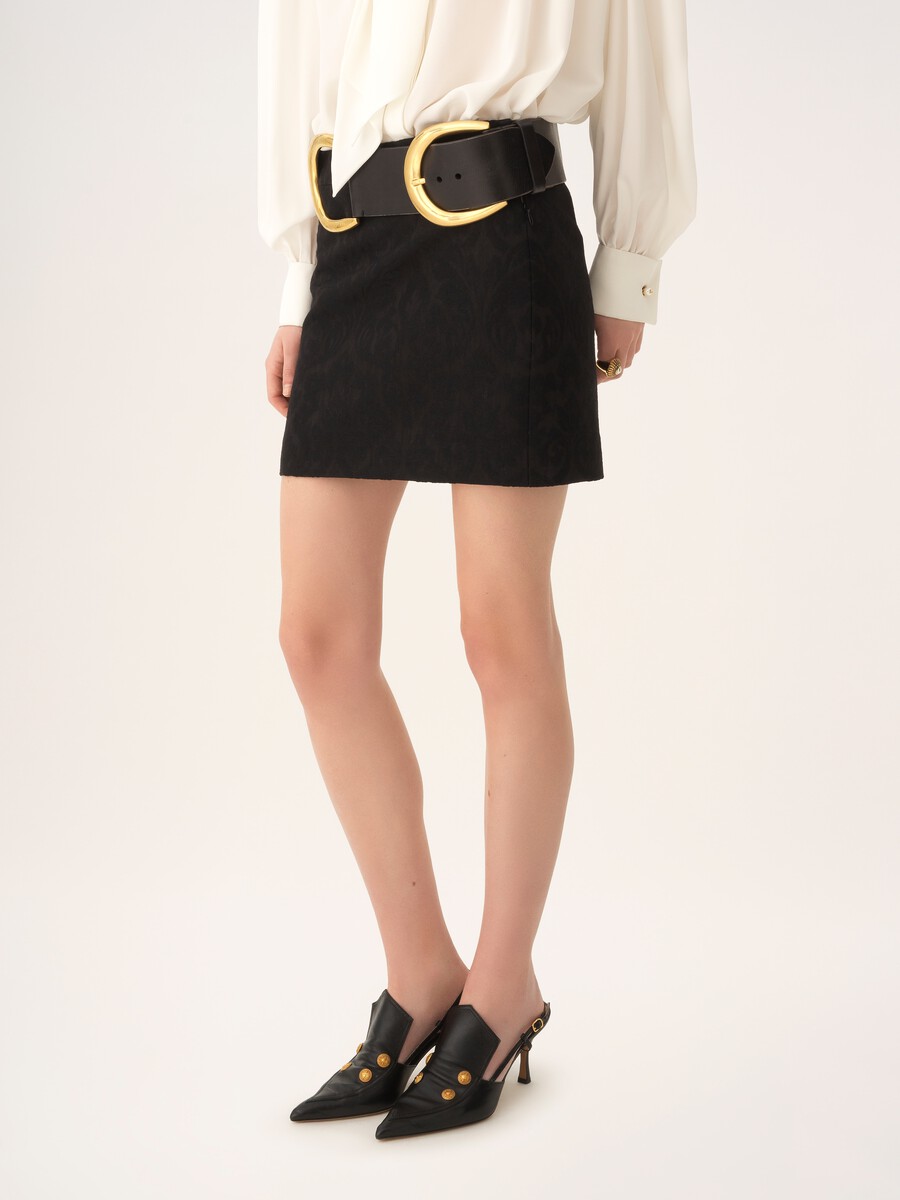 Straight mini skirt in a wool-mix jacquard - 4