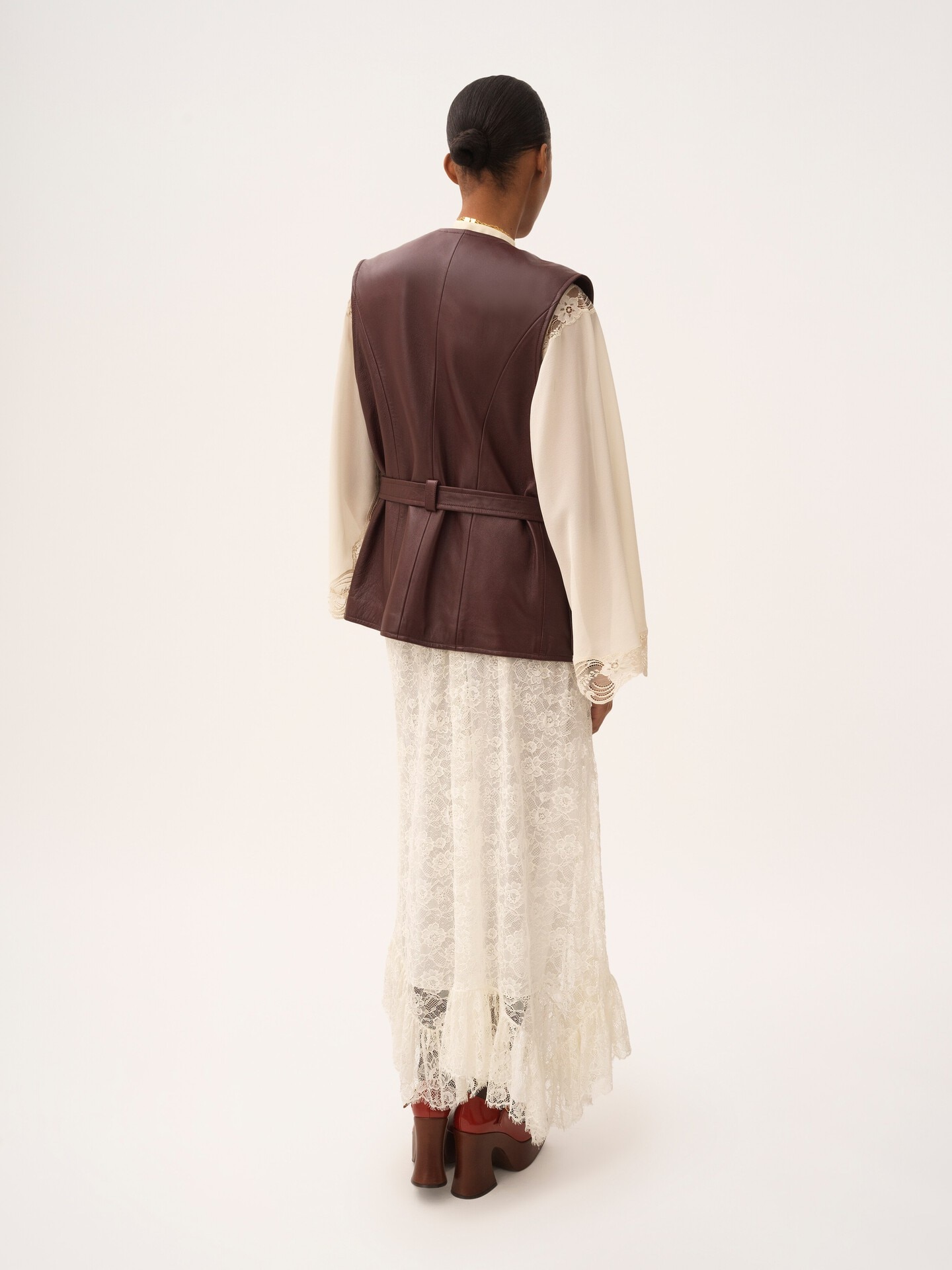 Ruffled midi skirt in floral lace jacquard - 5