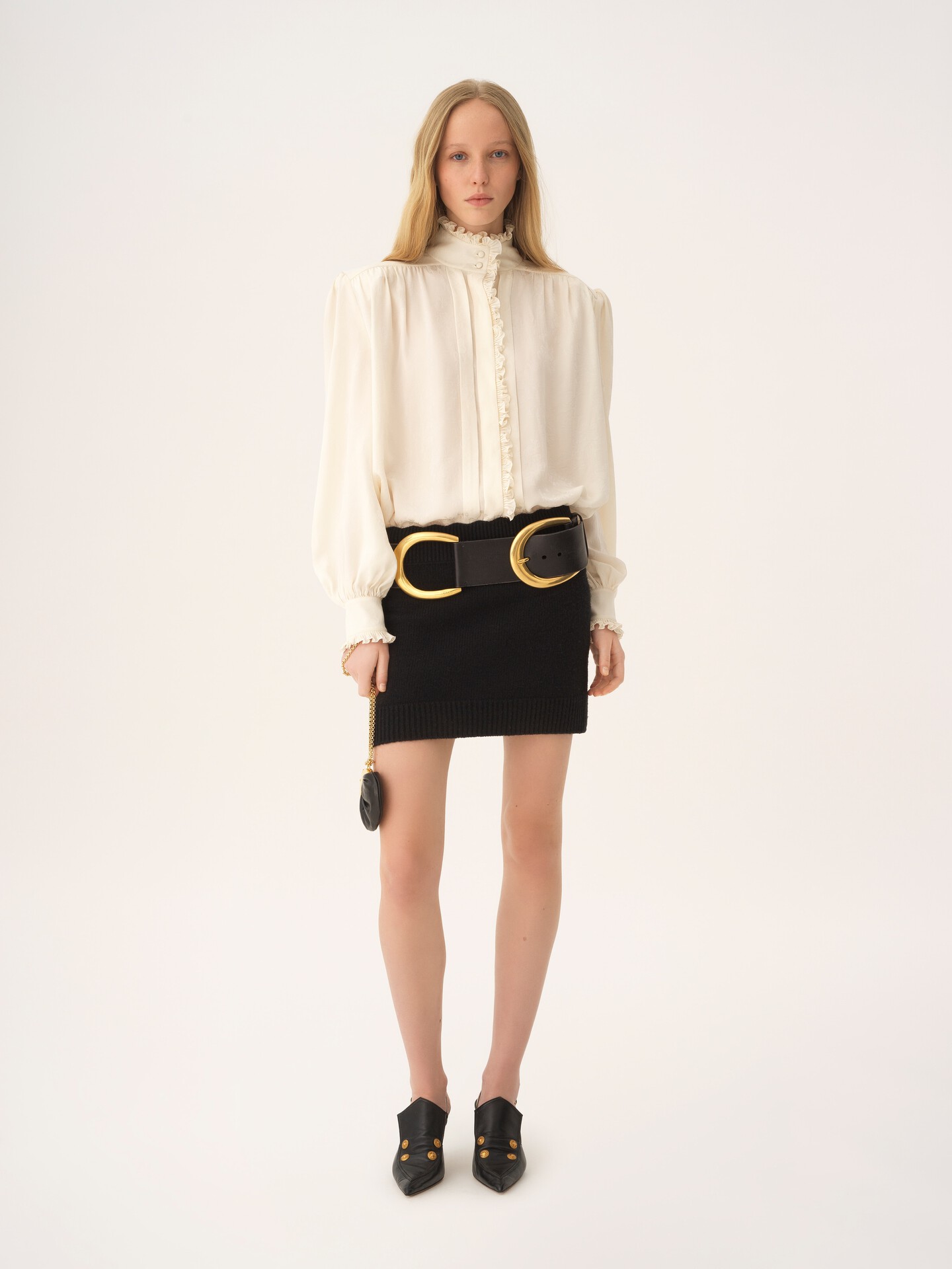 Fitted mini skirt in a wool & cashmere knit - 3