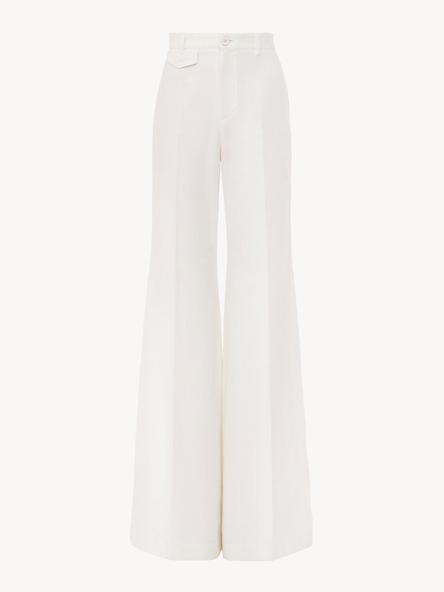 High-rise flared pants in cotton canvas - 2