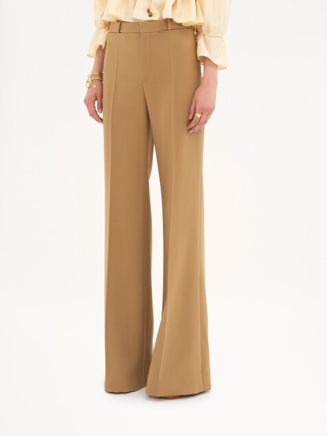 Pantalones de sastre acampanados de lana grain de poudre