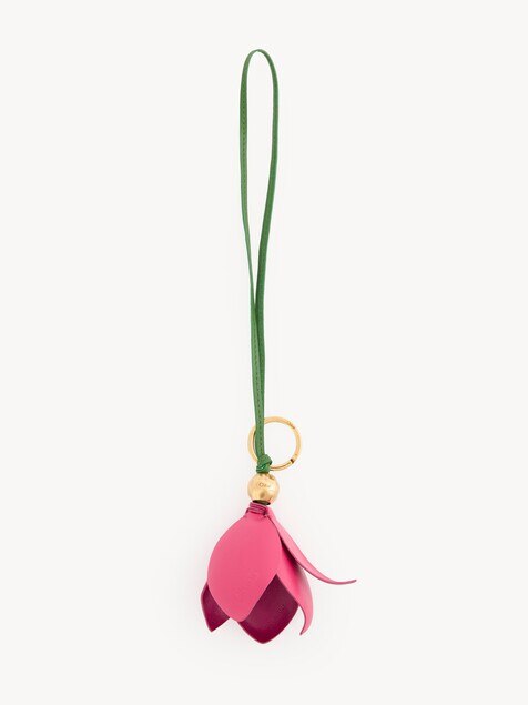 Chlo&eacute; Symbols Tulip key ring bag charm in grained leather