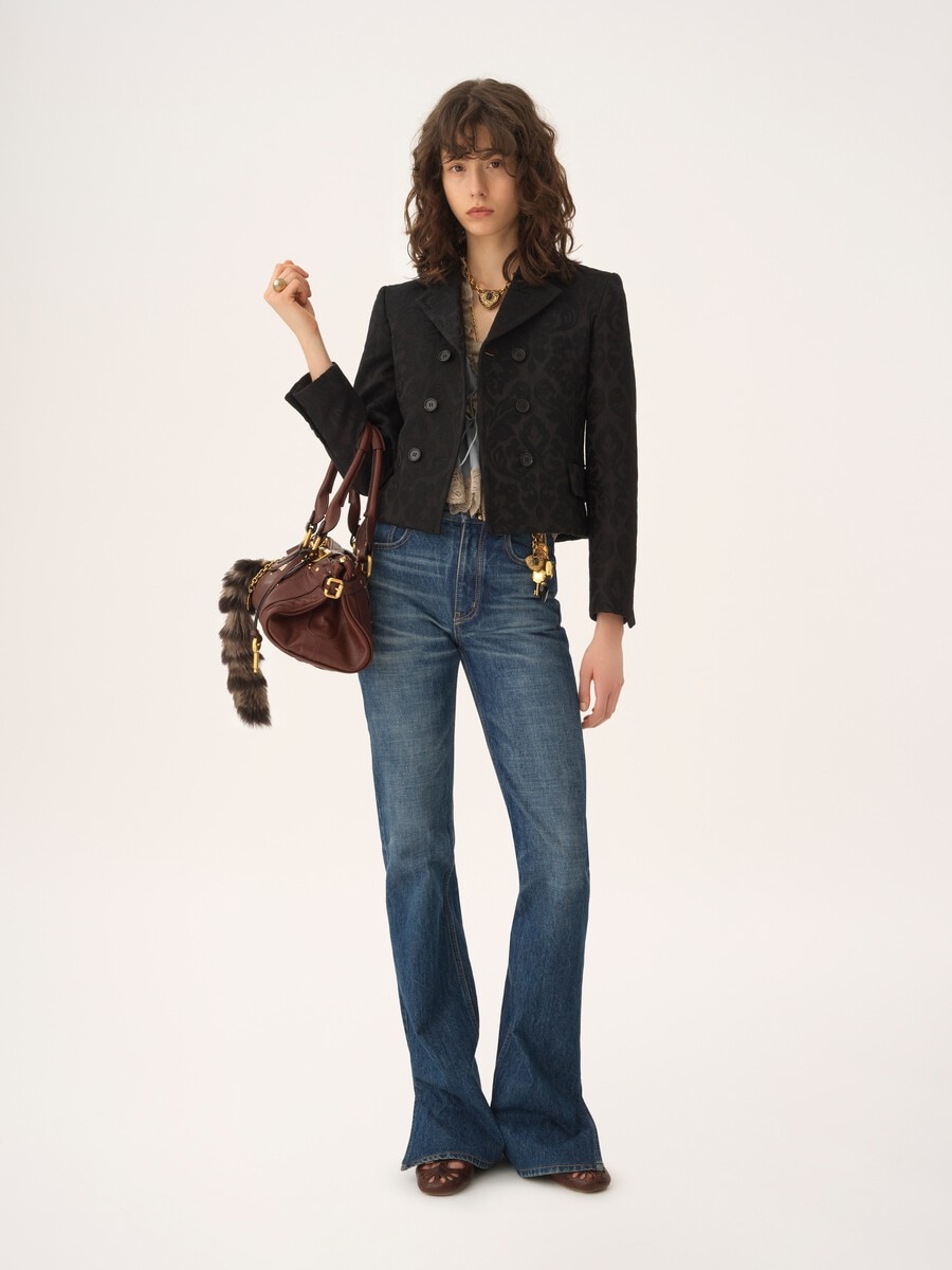 Double-breasted fitted jacket in a wool-mix jacquard - 3