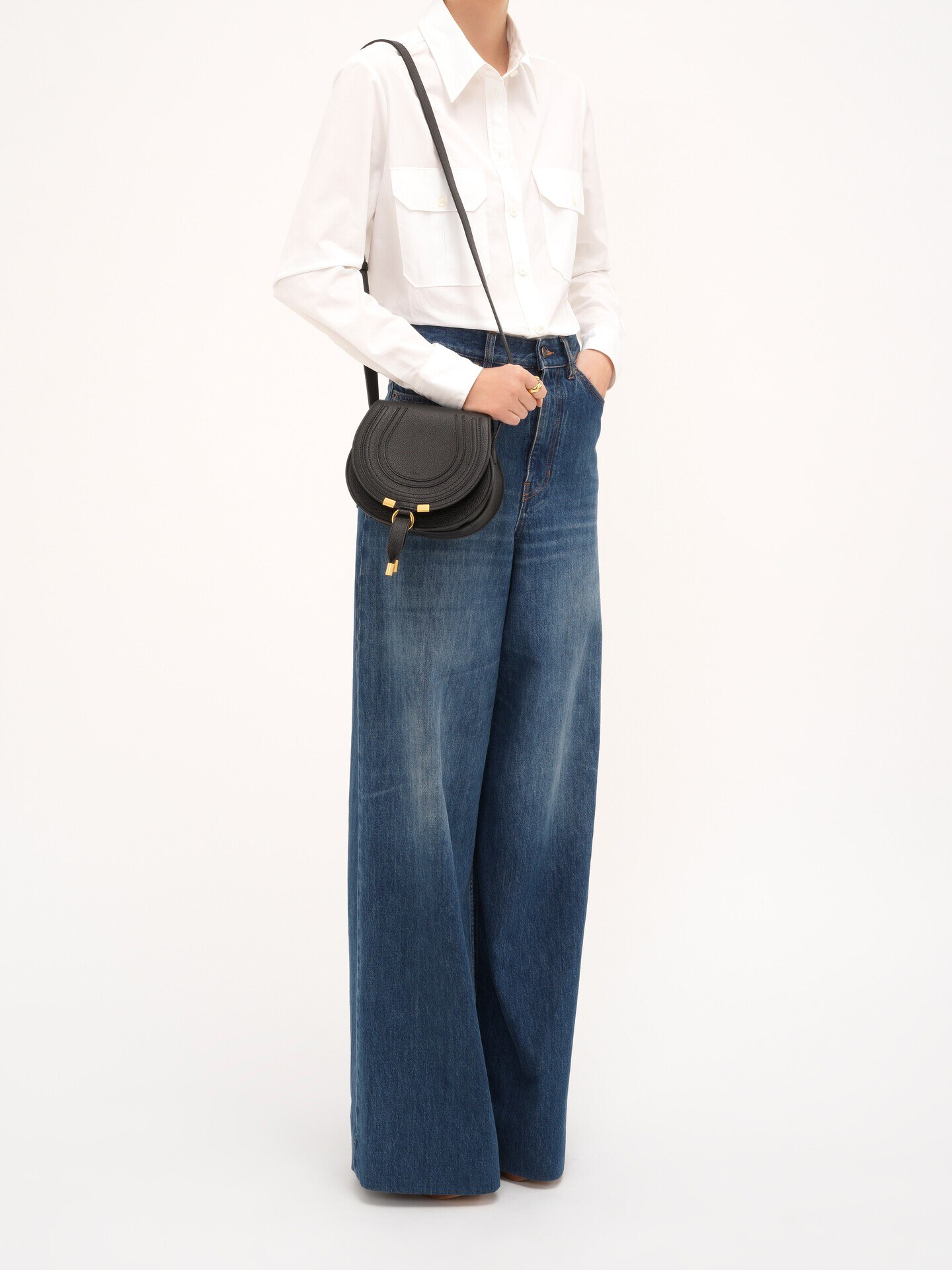 Small Marcie saddle bag in grained leather - 10