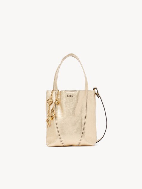 Small Chlo&eacute; Spin tote bag in metallic leather with horse charms