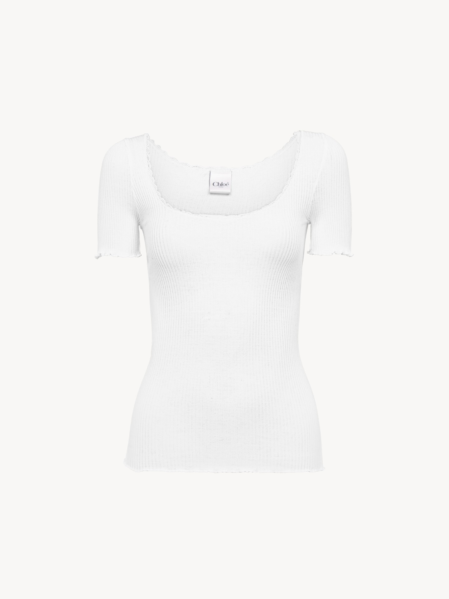 Scoop-neck fitted T-shirt in cotton - 1