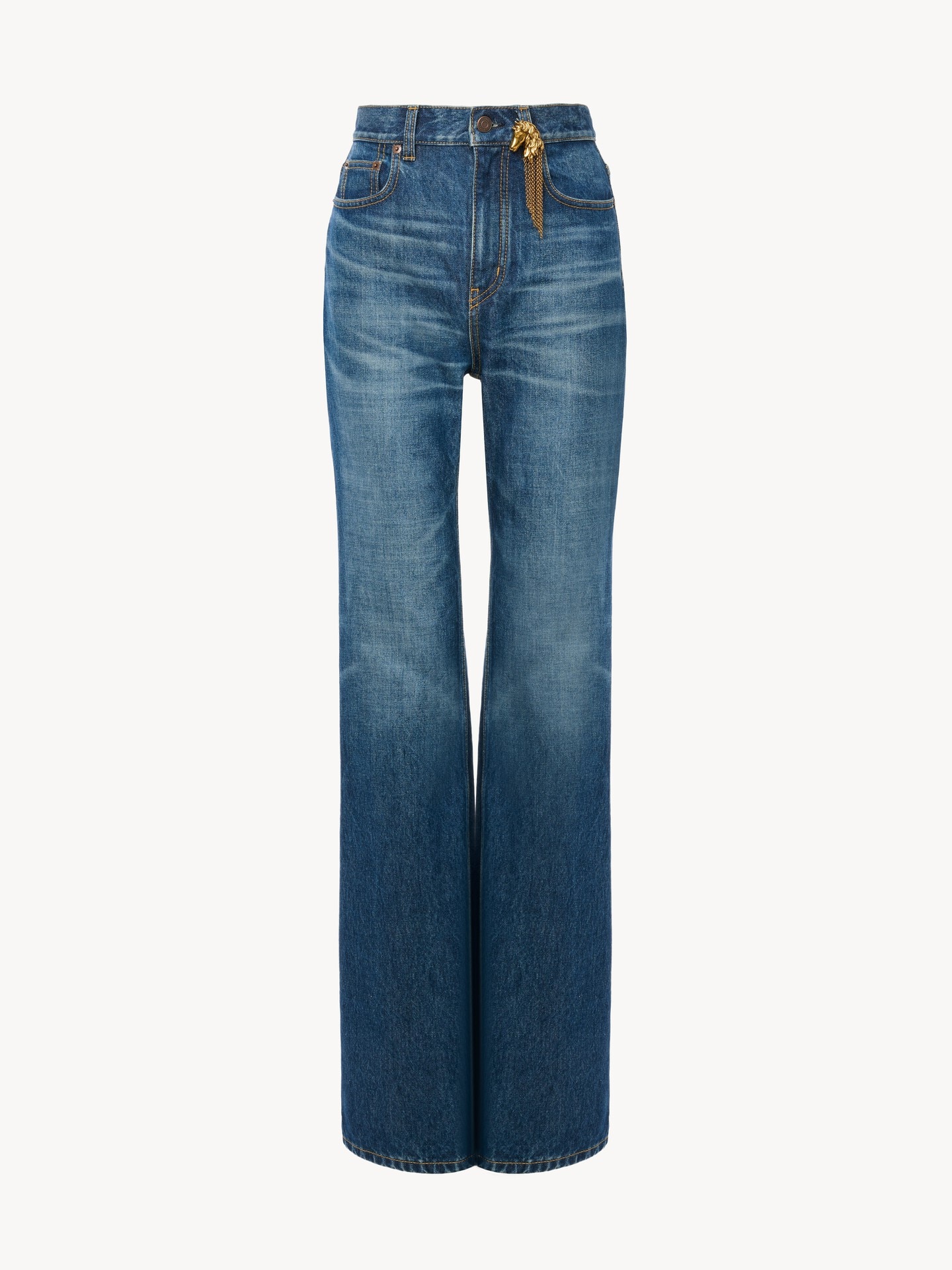 High-rise straight jeans in denim - 2