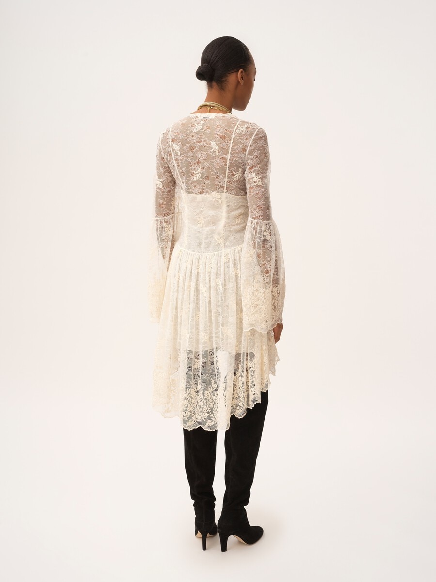 Scoop-neck mini dress in embroidered lace - 5
