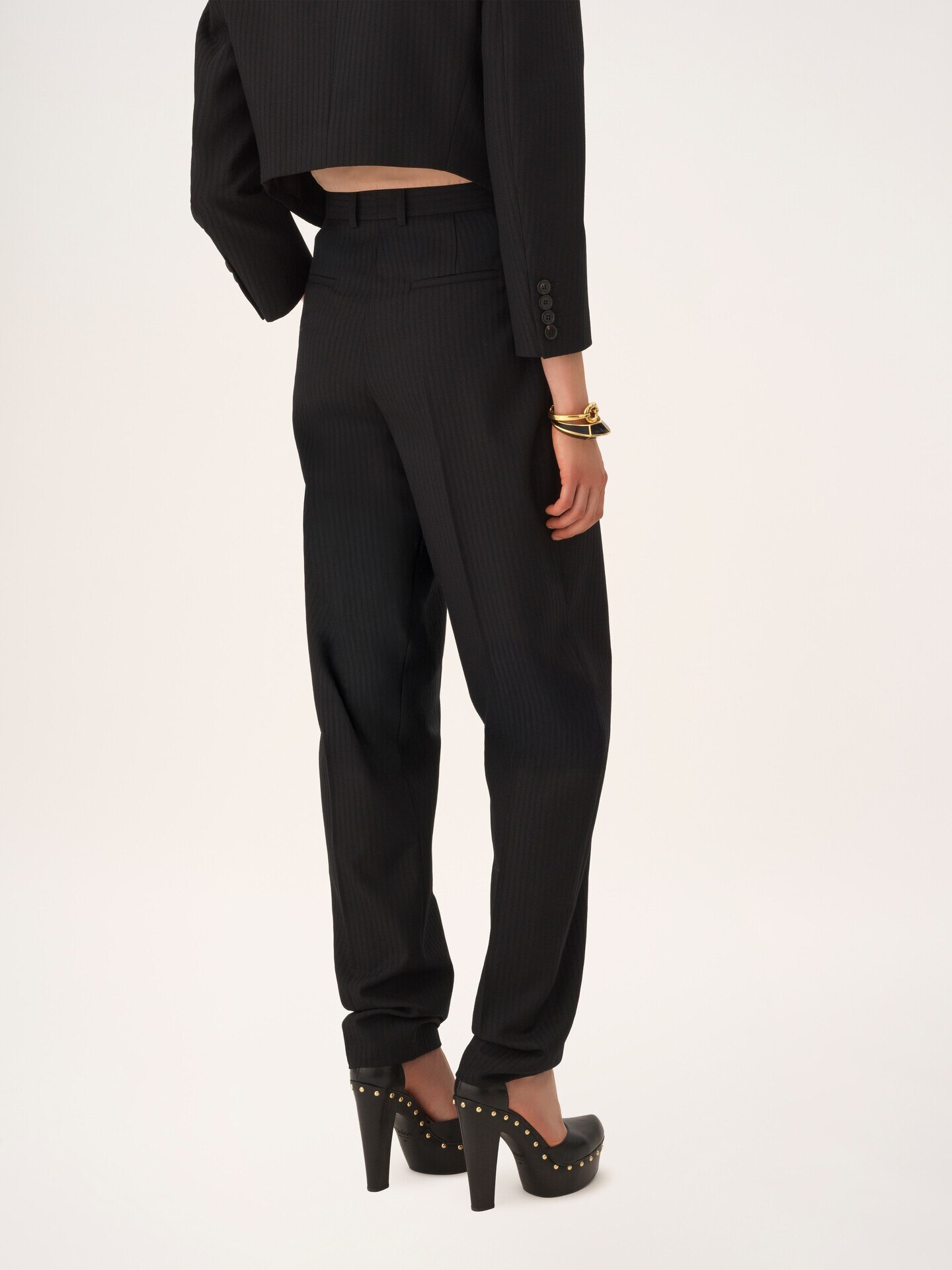 Pantalones de pernera ancha y talle alto de lana - 7