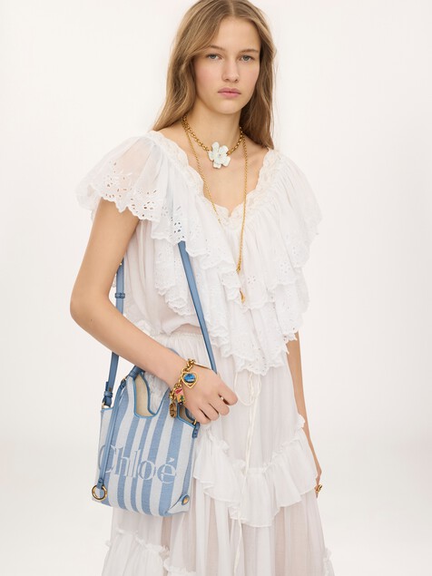 Minibolso tote Chlo&eacute; Stripy de jacquard