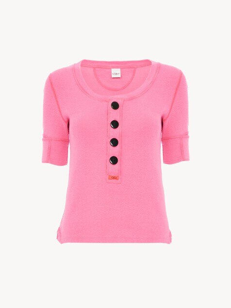 Short-sleeve Henley shirt in cotton jersey