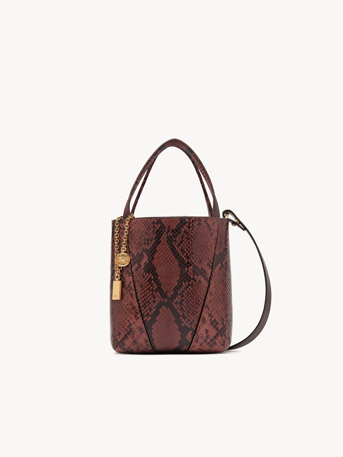Small Chlo&eacute; Spin tote bag in python-effect leather - 3