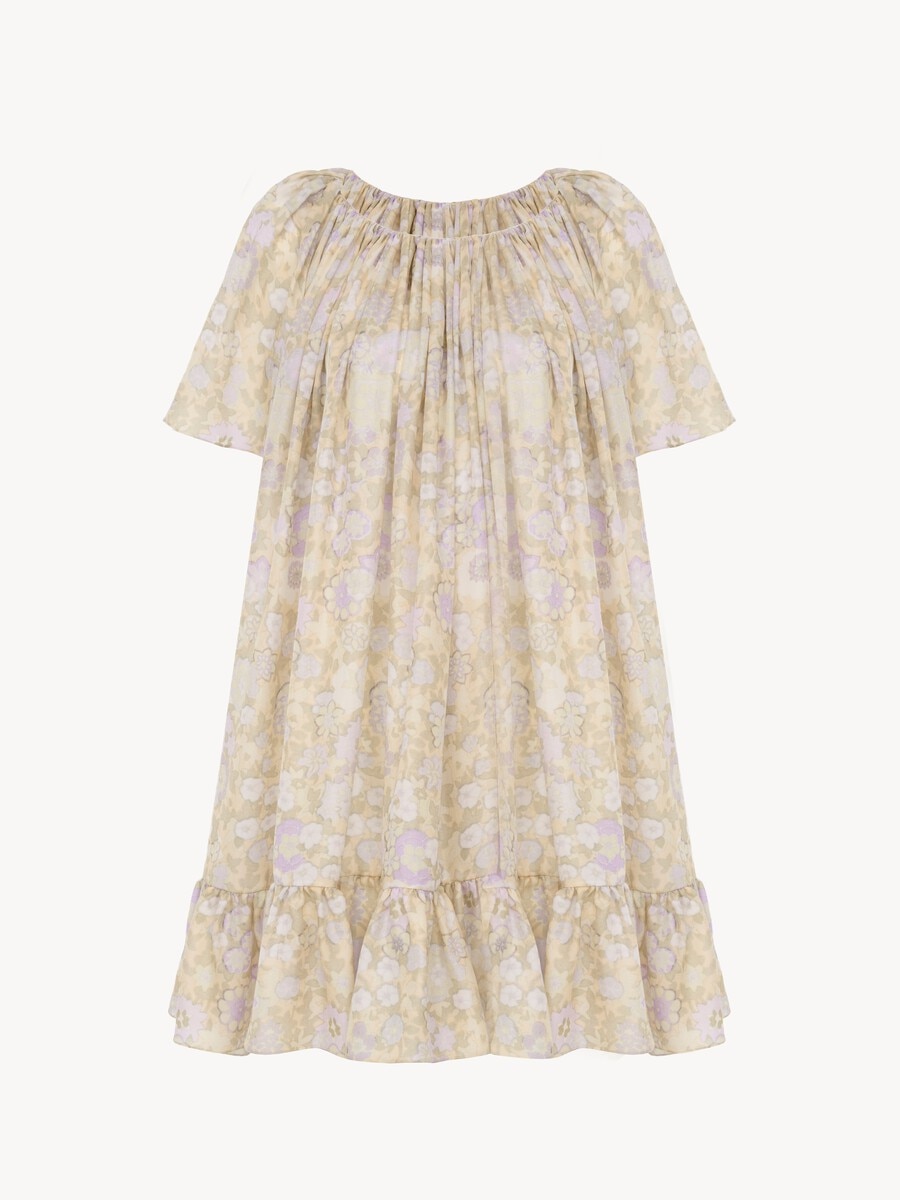 Short pleated dress in silk charmeuse - 2