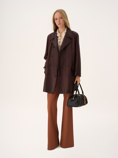 High-rise flared trousers in cotton canvas