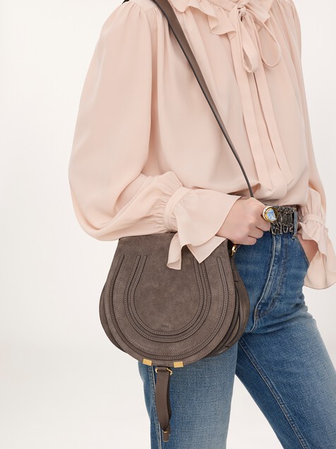 Marcie saddle bag in suede leather