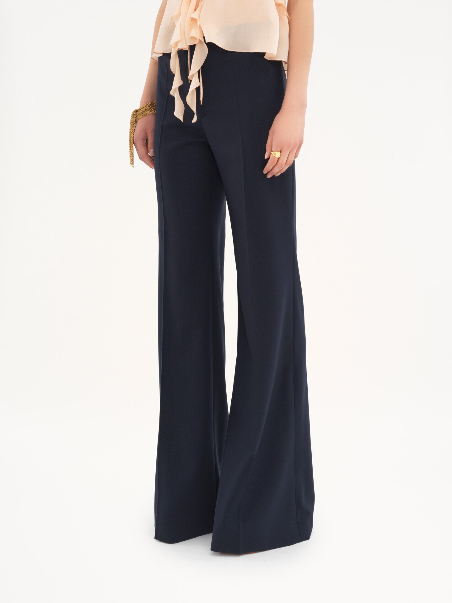Flared tailored trousers in stretch wool - 4