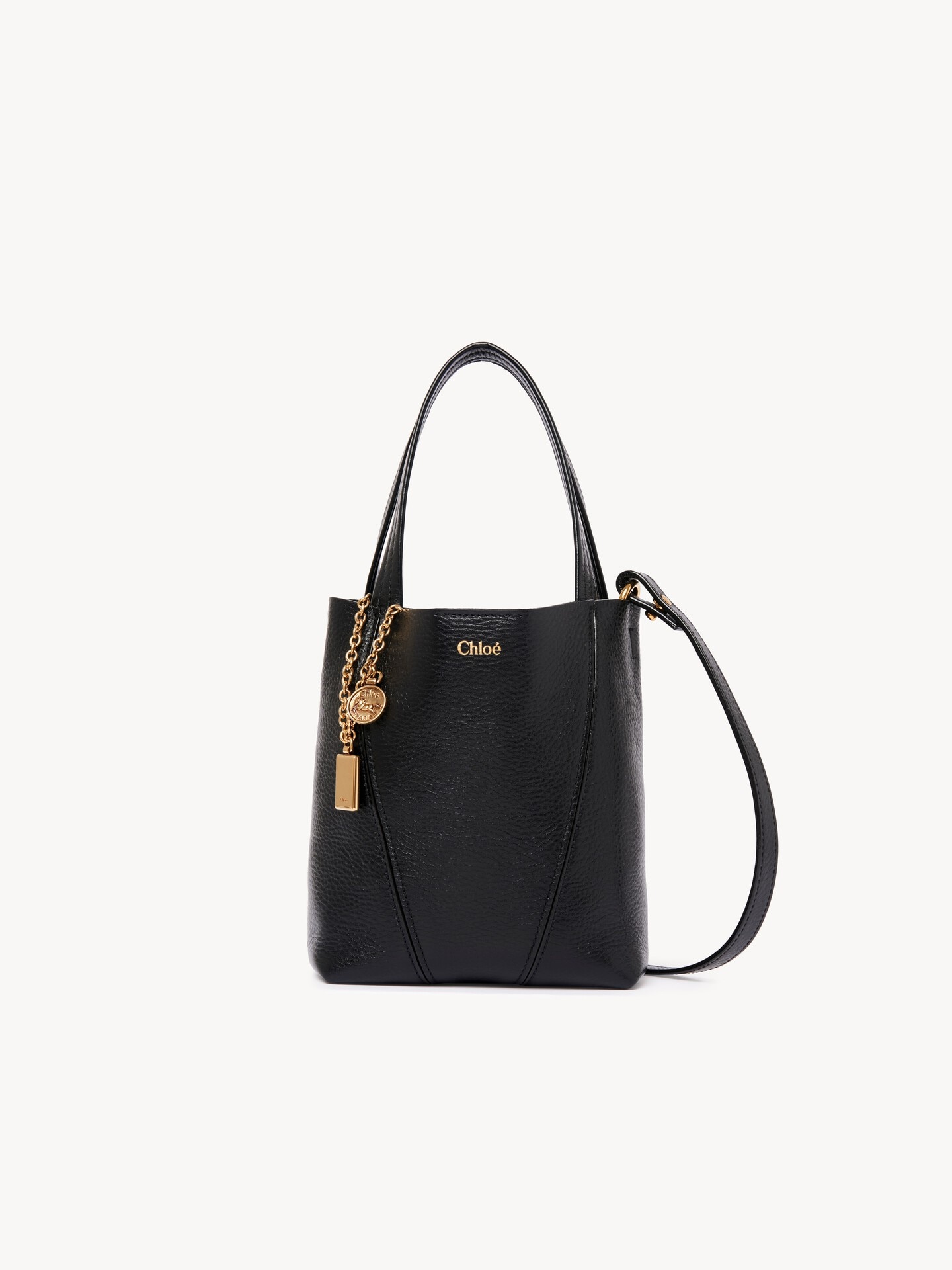 Small Chloé Spin tote bag in grained leather - 1