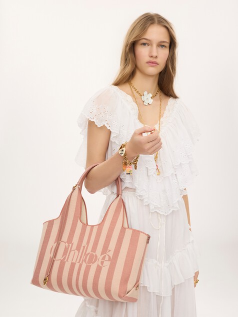 Bolso tote Chlo&eacute; Stripy East-West de jacquard