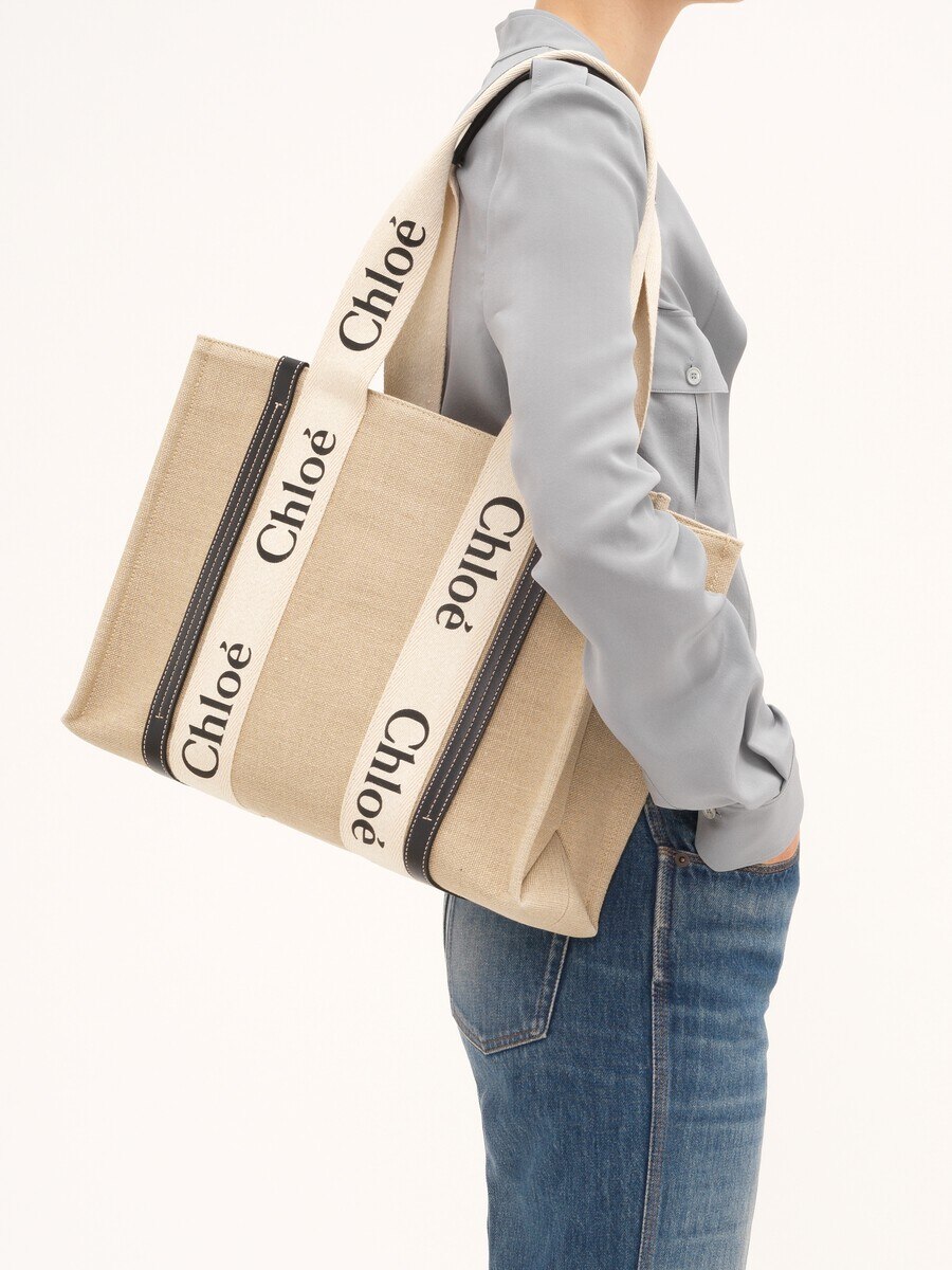 Woody tote bag in linen - 3