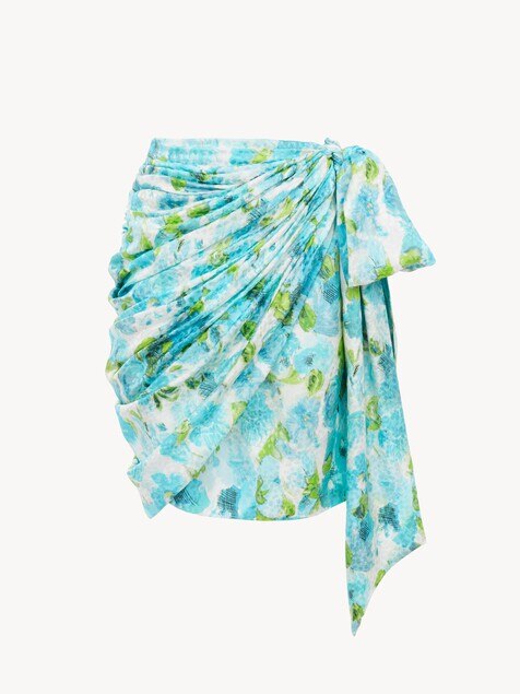 Short wrap skirt in silk jacquard