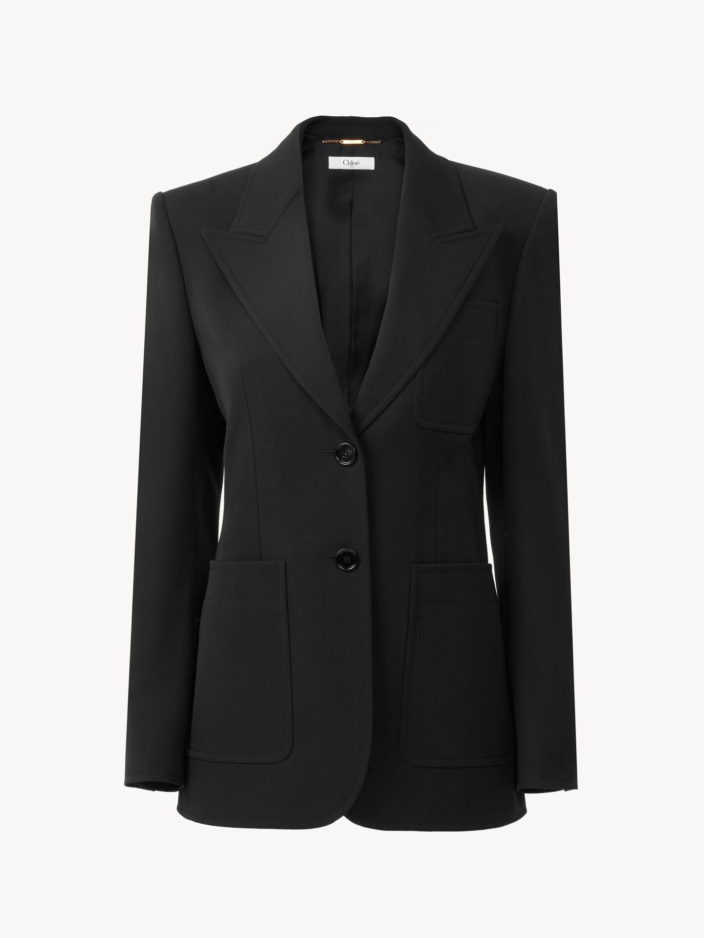 Single-breasted tailored jacket in wool grain de poudre - 2