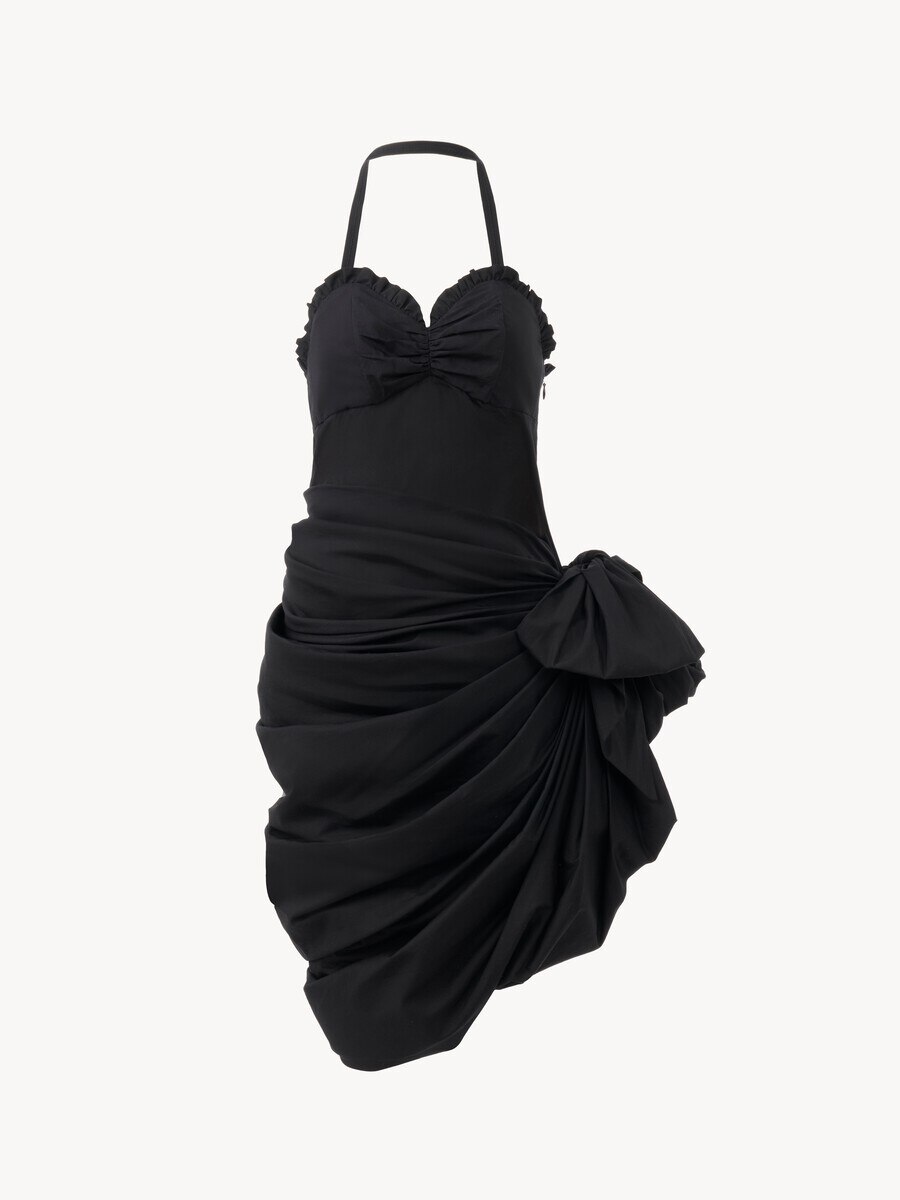 Wrapped halterneck dress in cotton poplin - 2