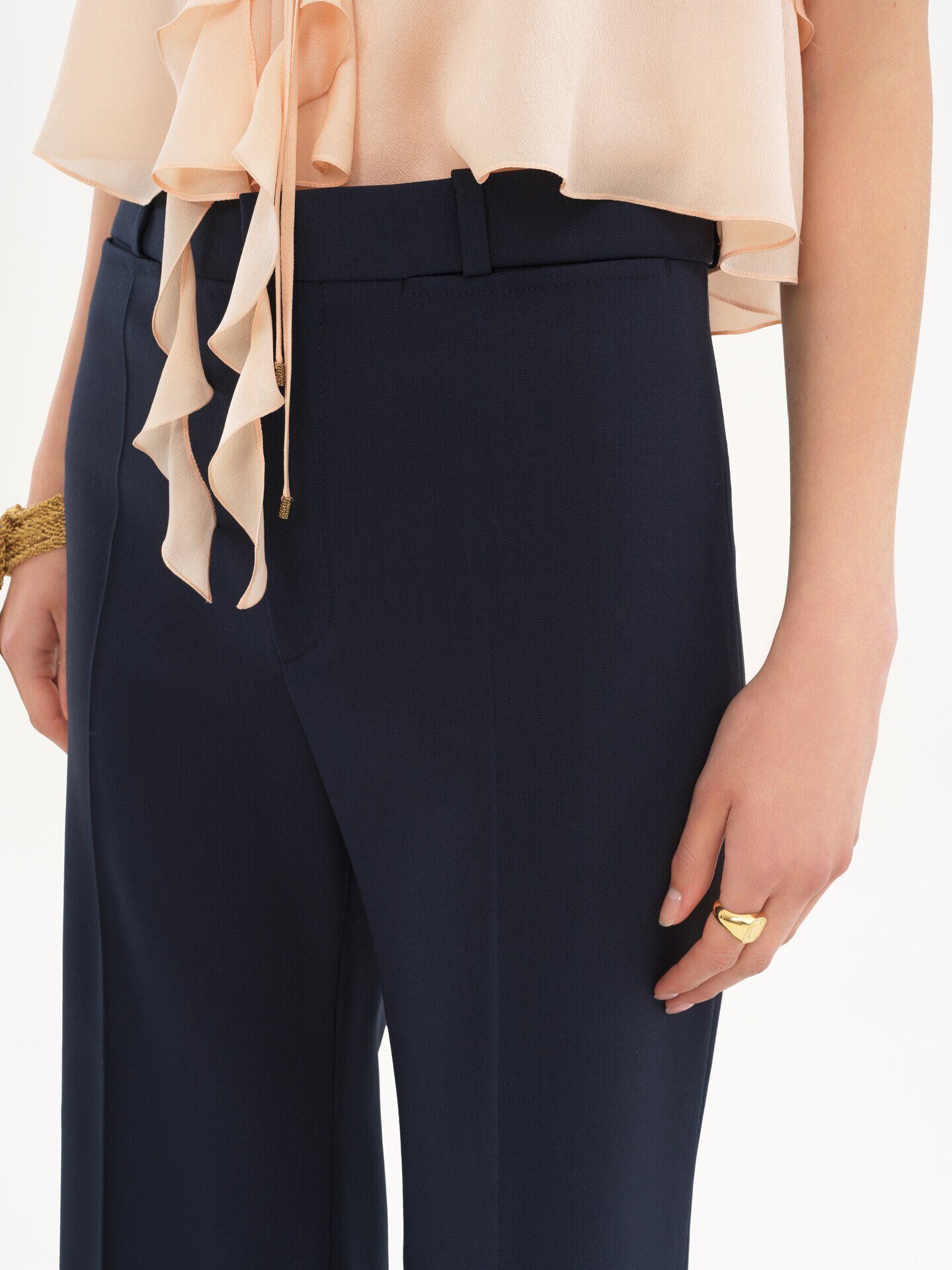 Flared tailored trousers in stretch wool - 6