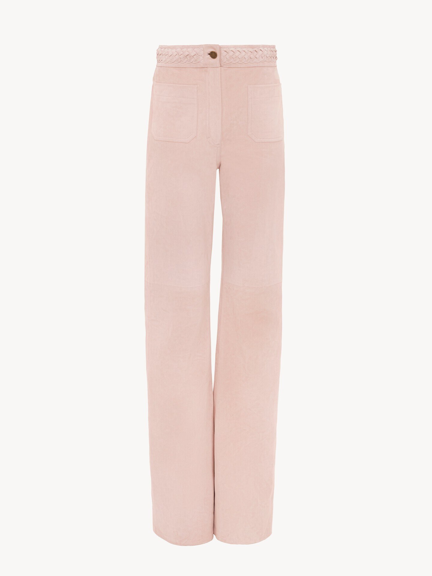 High-rise flared trousers in suede - 1