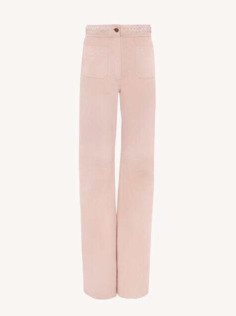 High-rise flared trousers in suede