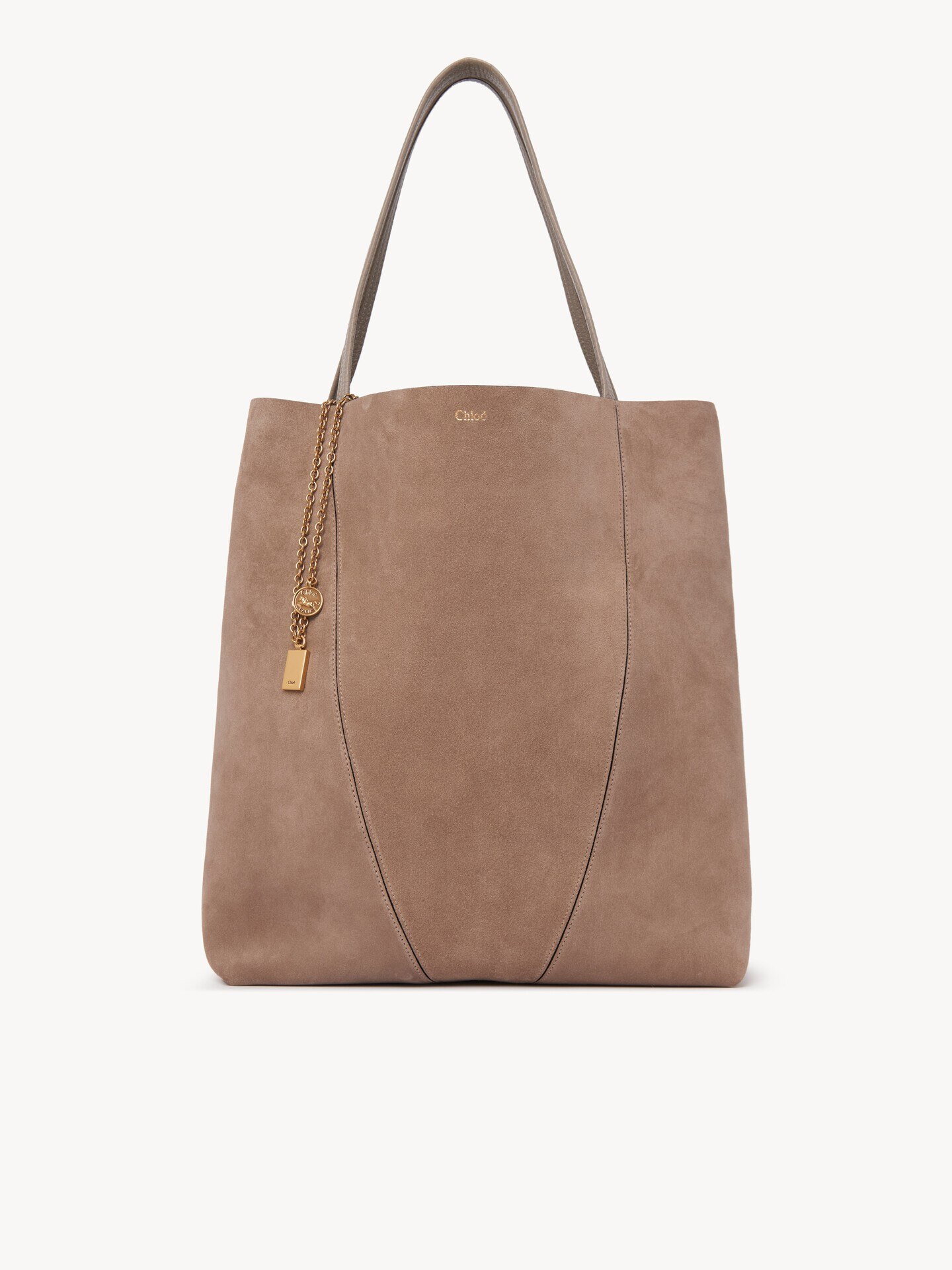 Large Chloé Spin tote bag in suede leather - 2