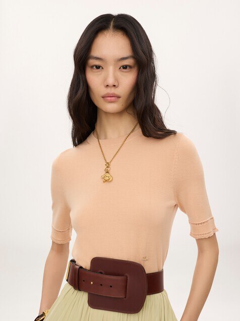 Short-sleeve sweater in a wool knit