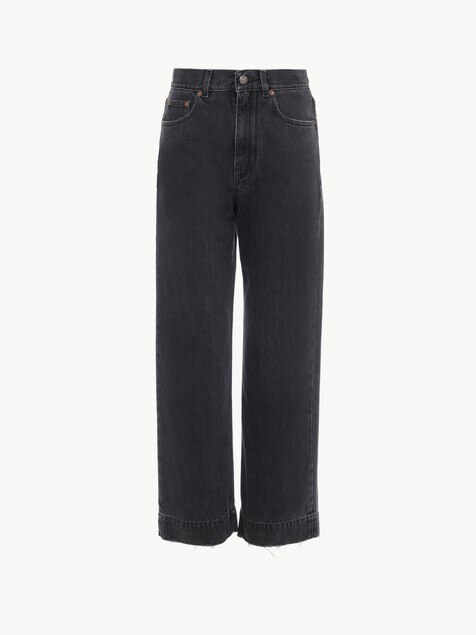 Vaqueros cropped de talle alto y tejido vaquero