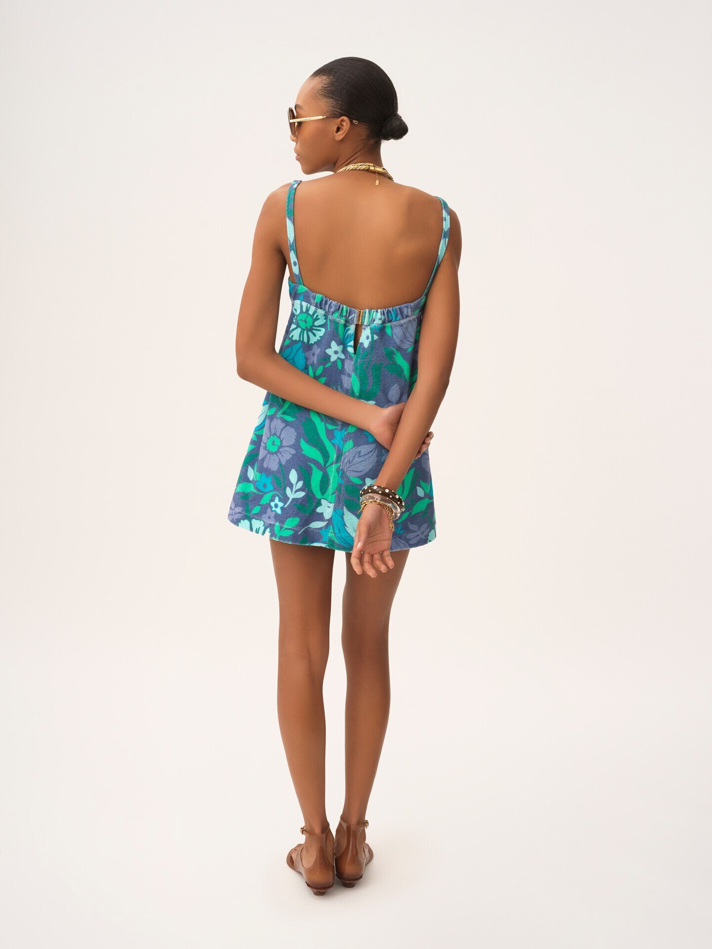 Thin-strap mini dress in cotton jersey - 4