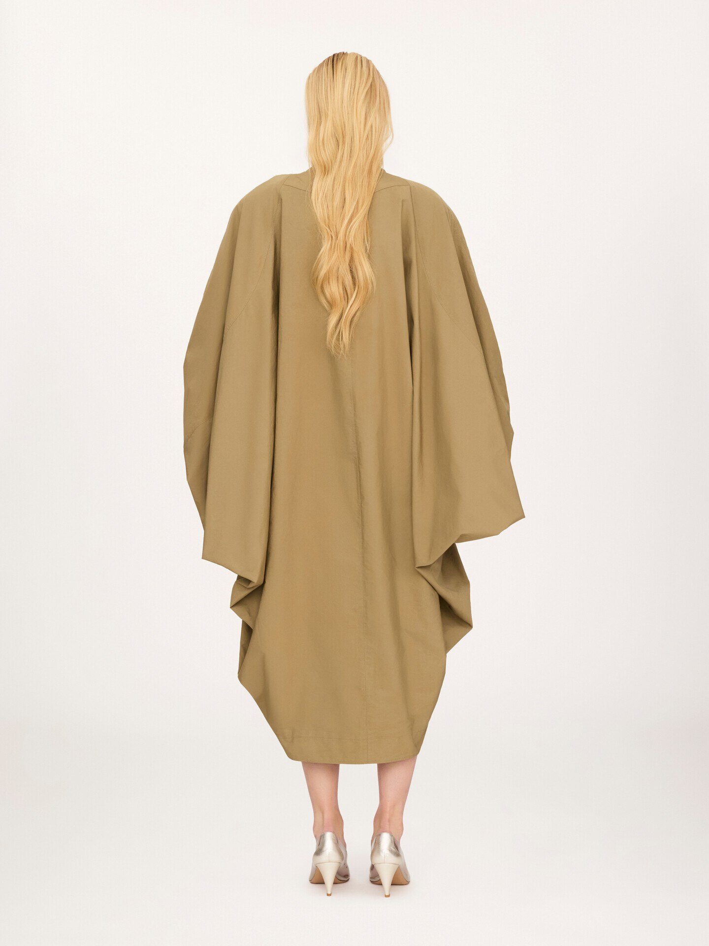 Oversized high-neck cape coat in cotton poplin - 6