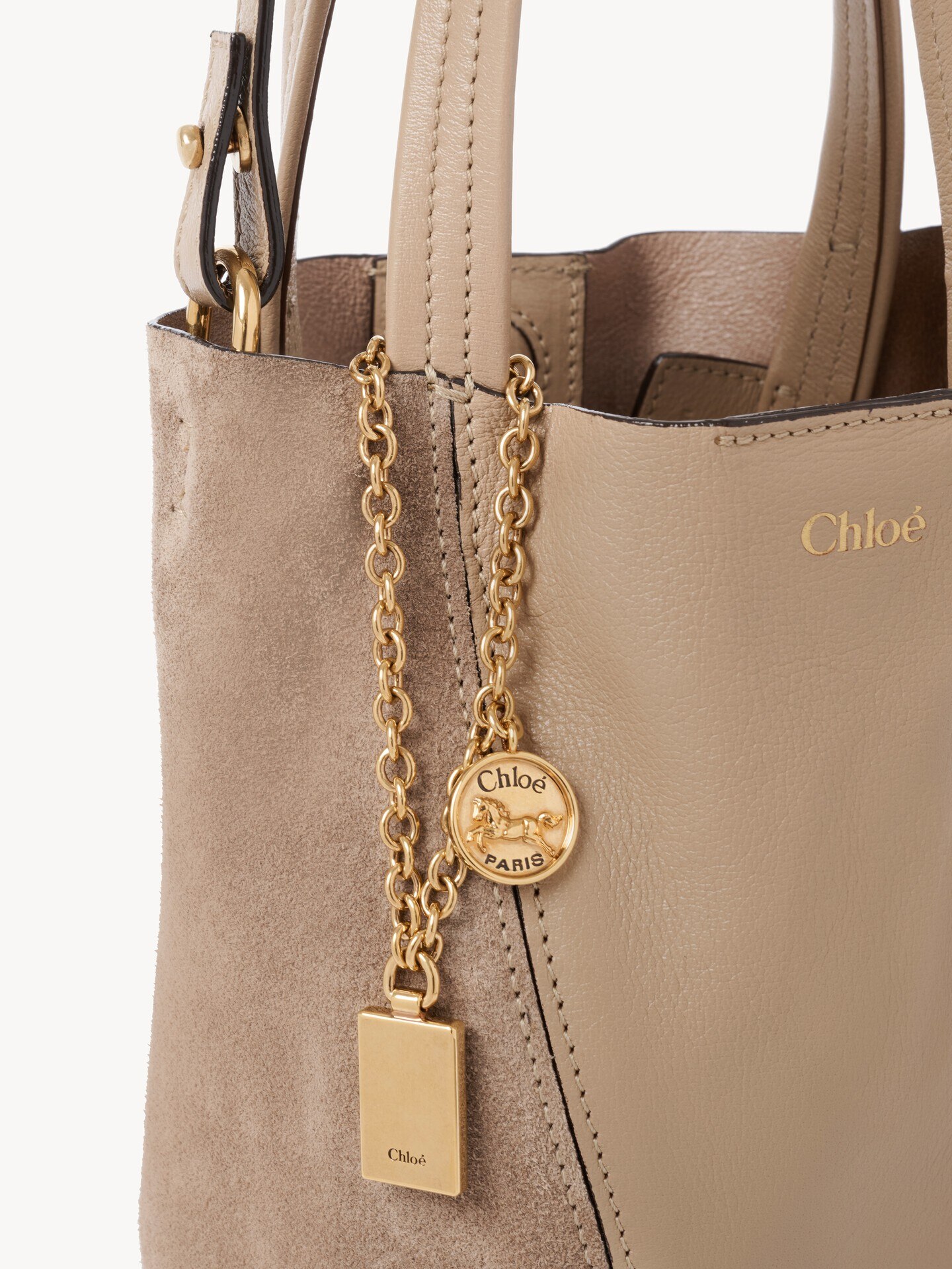 Small Chlo&eacute; Spin tote bag in grained and suede leather - 6