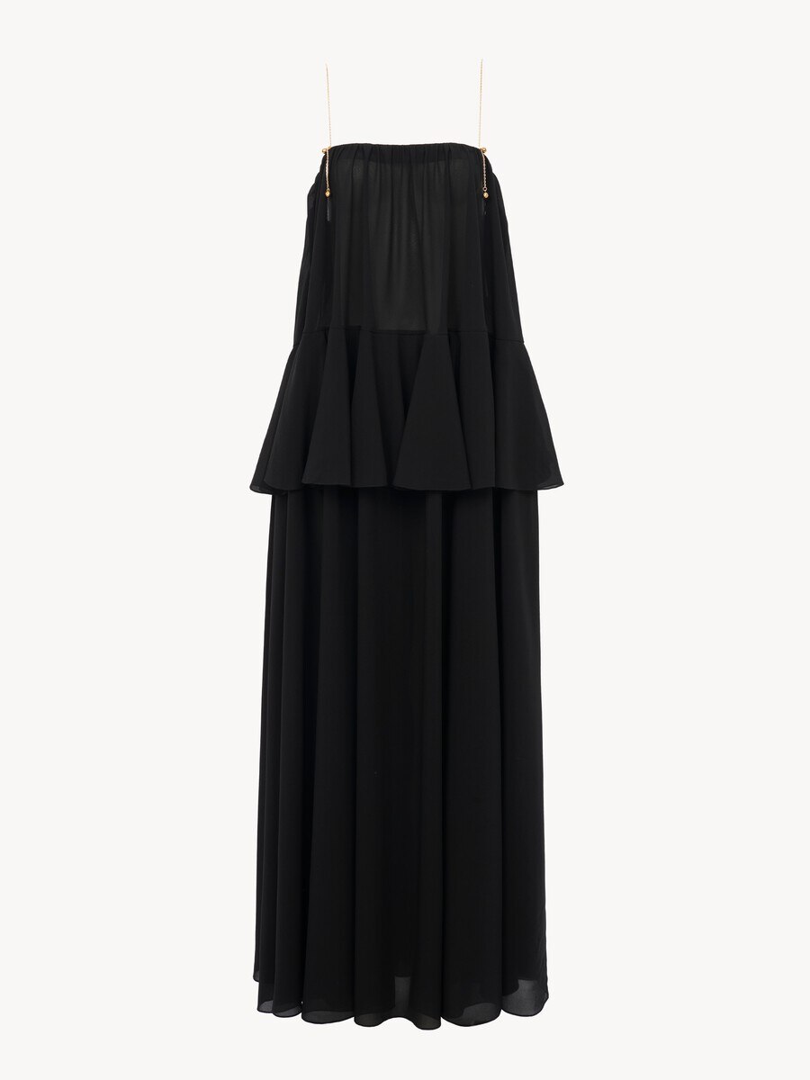 Sleeveless long dress in silk georgette - 2