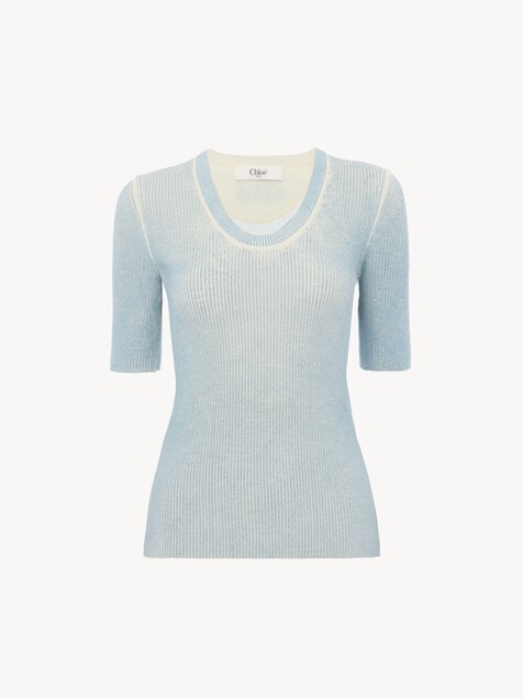 Jersey de manga corta de punto de lana merina