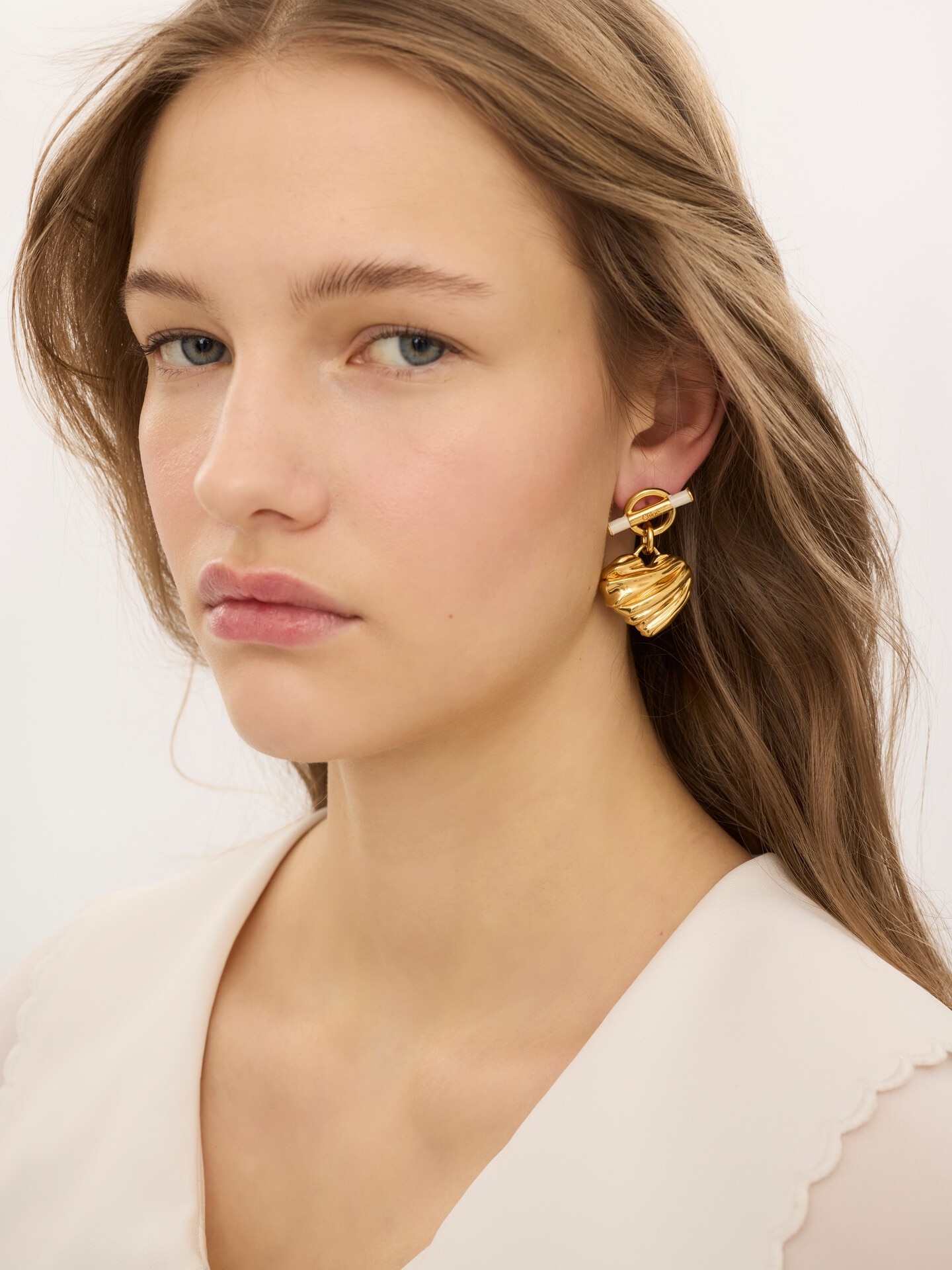Pendientes Chlo&eacute; Pleated Heart - 5