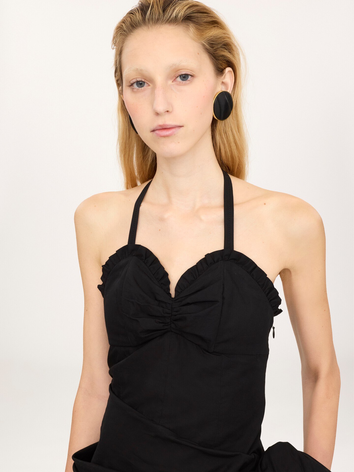 Vestido envolvente con cuello halter de popelina de algod&oacute;n - 6