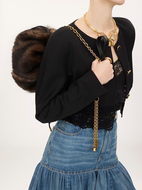 Bolso de hombro Chlo&eacute; Pliss&eacute; con cadena de cuero de borrego