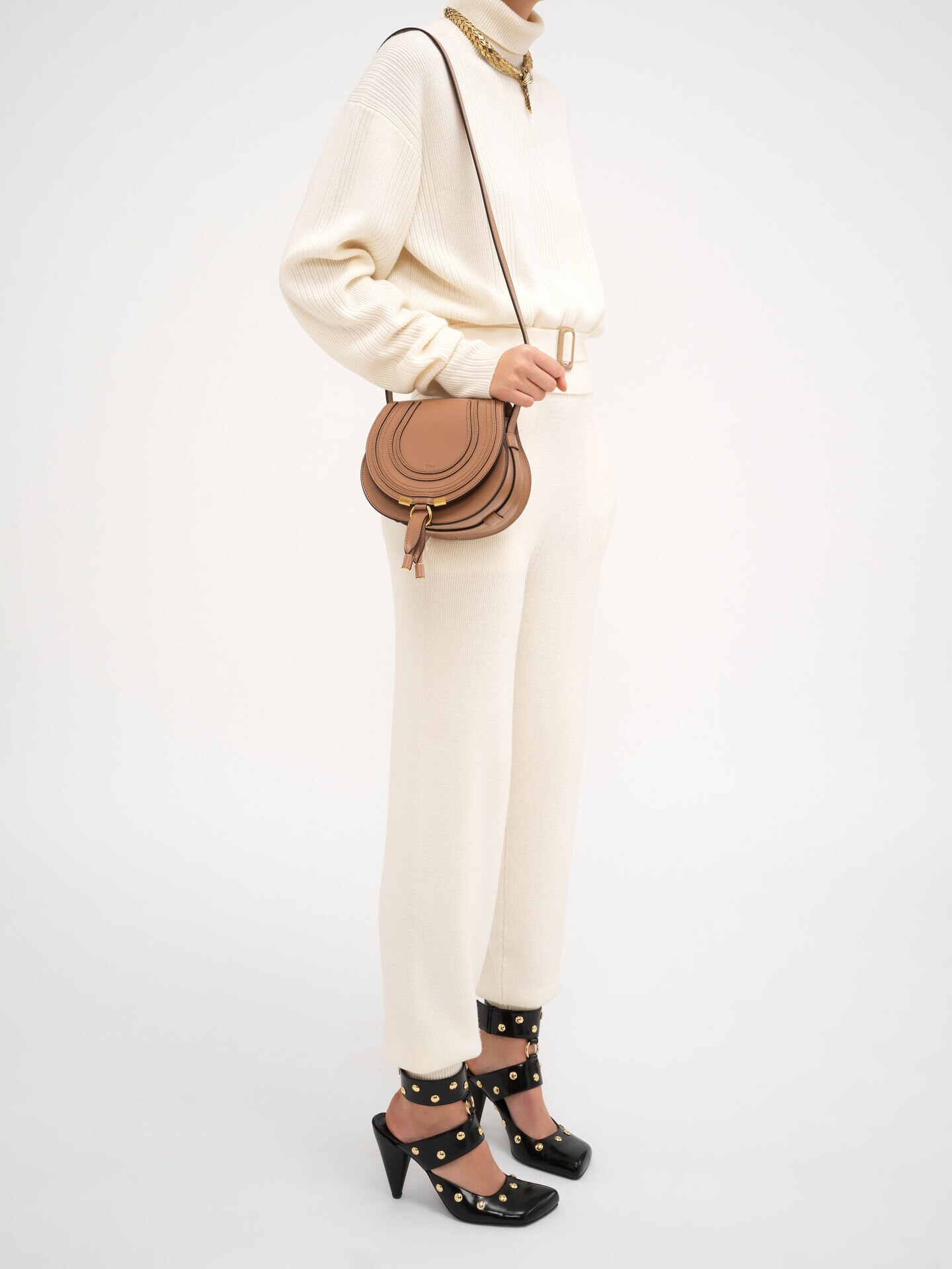 Bolso saddle peque&ntilde;o Marcie de cuero brillante - 10