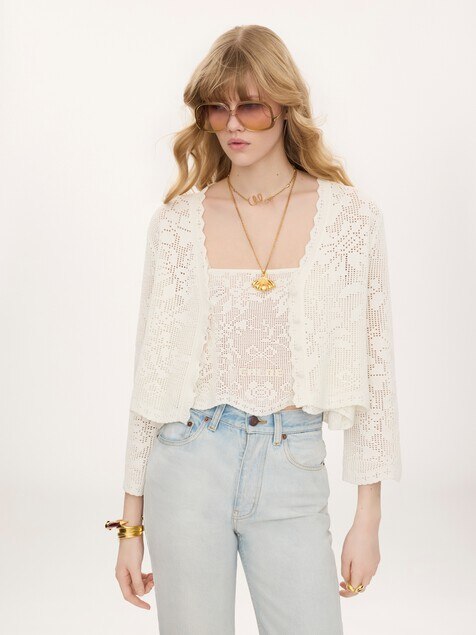 Cropped cardigan in a cotton knit