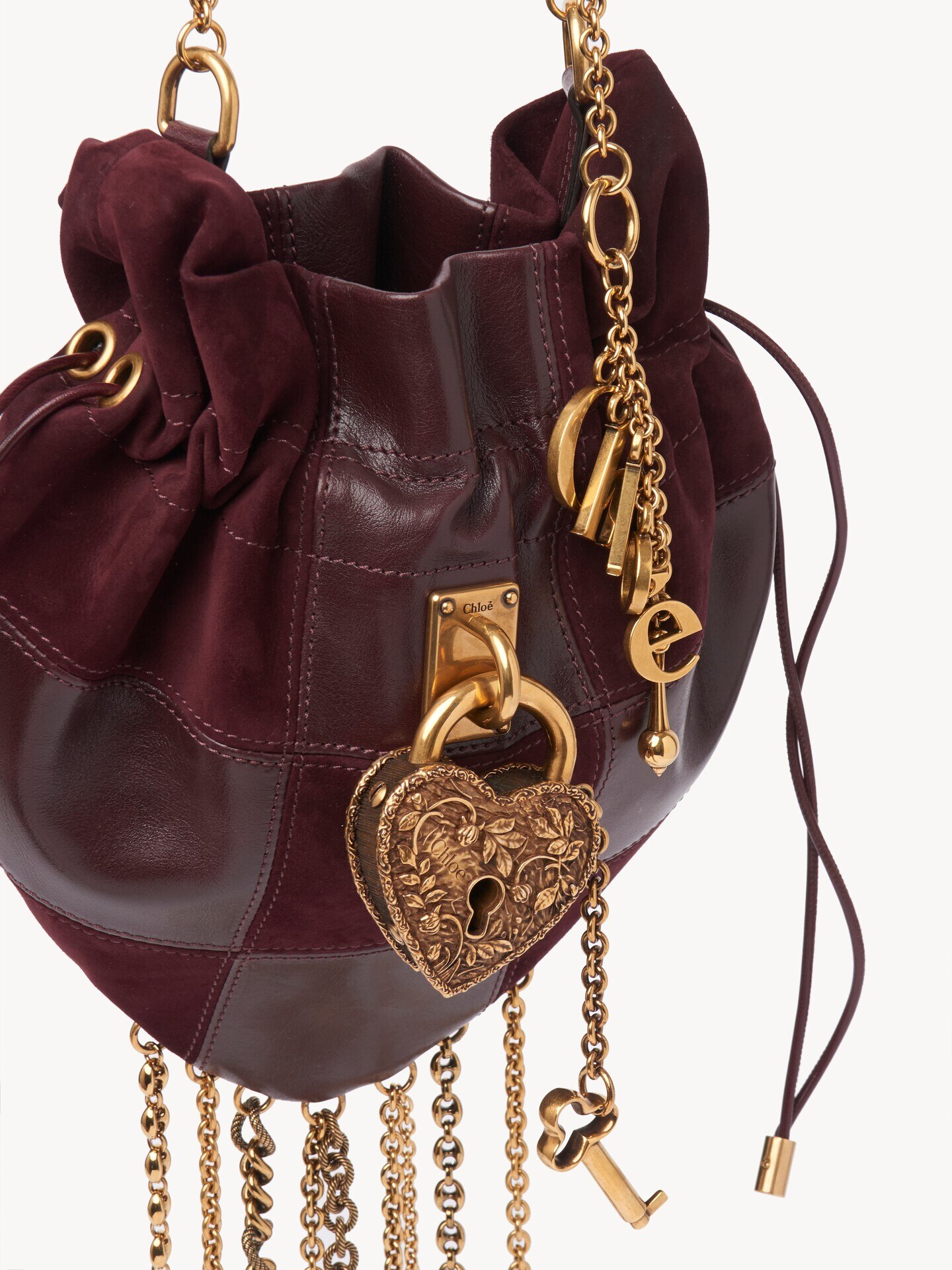 Ch&acirc;teau Treasures cross-body bag in grained & suede leather - 8