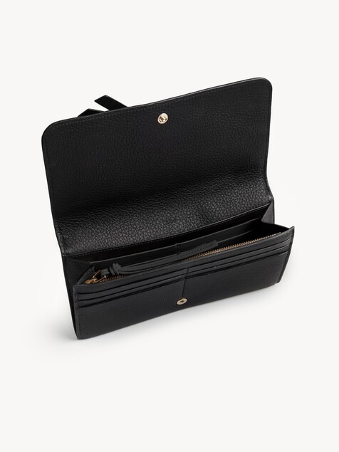 Alphabet wallet with flap in grained leather