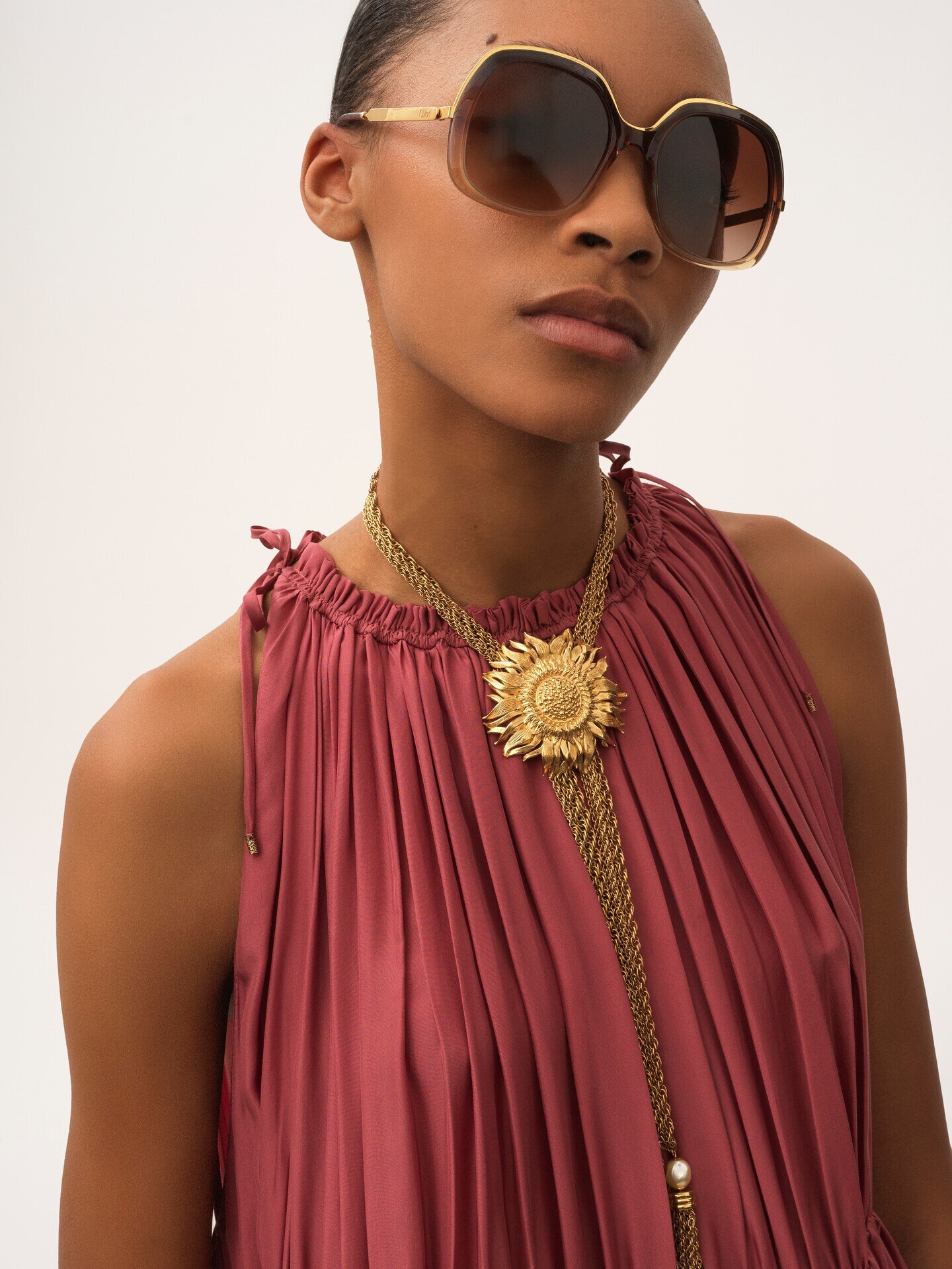 Sleeveless long dress in washed silk pongé - 6