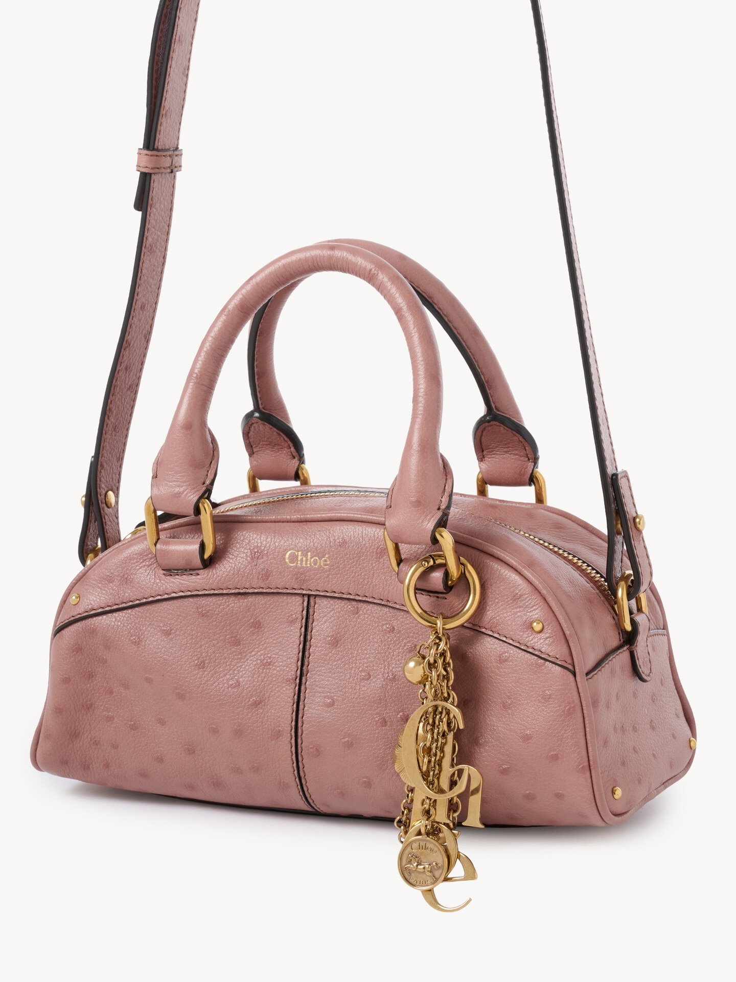 Small Chloé bowling bag in ostrich-effect leather - 4