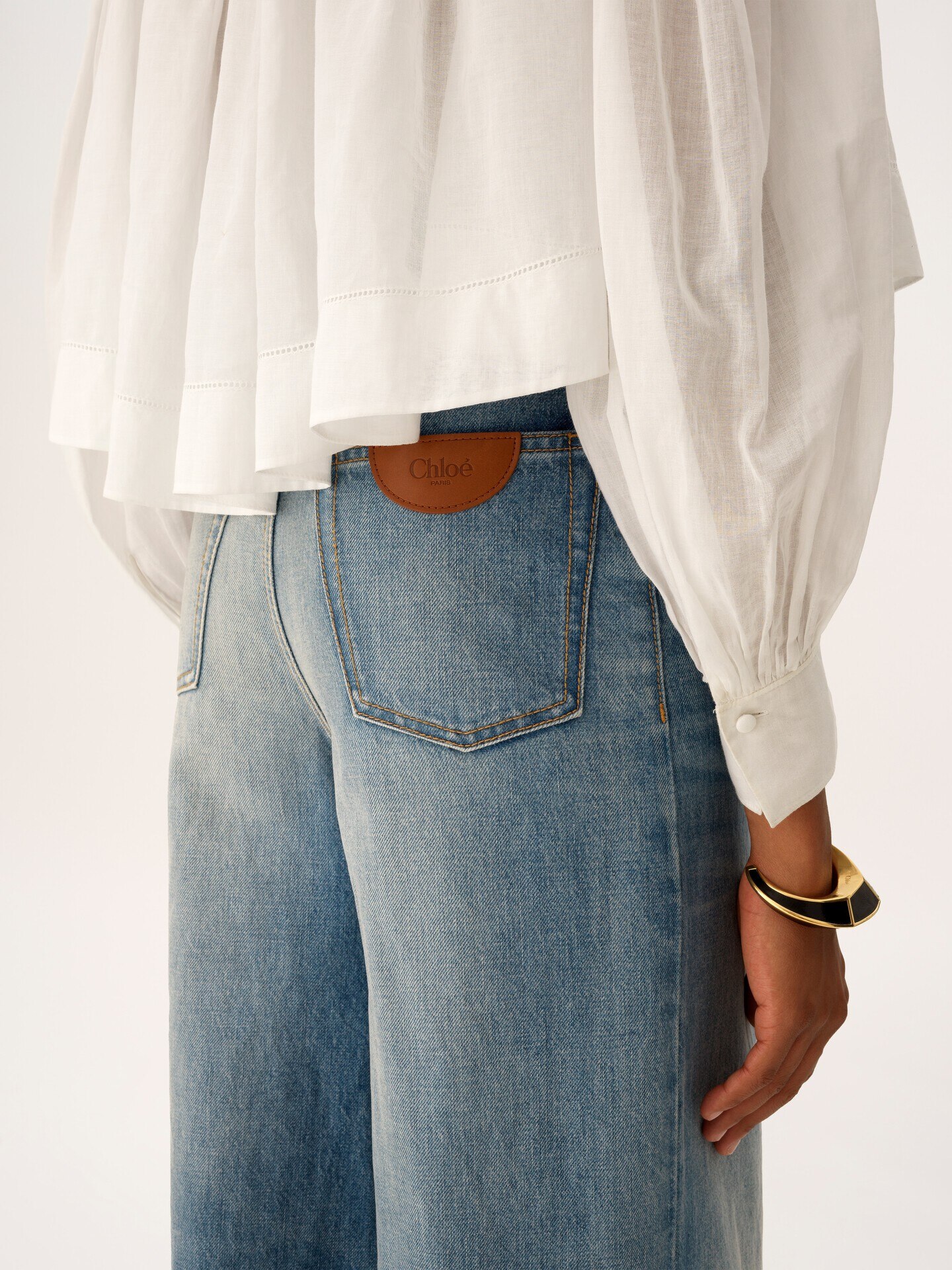 High-rise wide-leg jeans in denim - 6